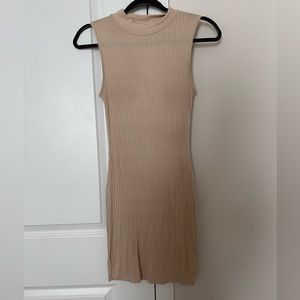 Beige ribbed dress